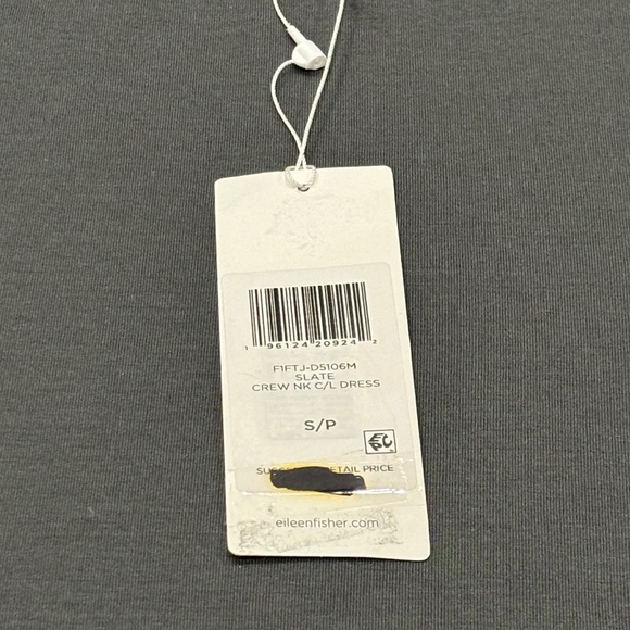 SOLD - NWT Eileen Fisher Size Small Dress Fine Jersey Shirred Maxi Sleeves Gray… - Picture 15 of 16